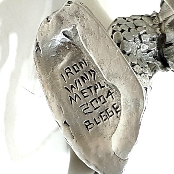 Rearing Fire Dragon 16-004 Iron Wind Metal 2004 Gold Tipped Horn Pewter Dragon - Picture 11 of 12